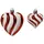 Decoris Christbaumschmuck Kunststoff Herzen mit Streifen 5-7 cm x 2 Stück geriffelt rot weiß