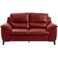 Livetastic 2-Sitzer-Sofa, Rot, Holz, Kombination Echtleder/Lederlook, Semi-Anilinleder, 174x97x95 cm, Made in EU, Rücken echt, Wohnzimmer, Sofas & Couches, Sofas, 2-Sitzer Sofas