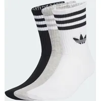 adidas 3er Pack 3-Streifen Crew Socken Grau/Schwarz/Weiß 37-39