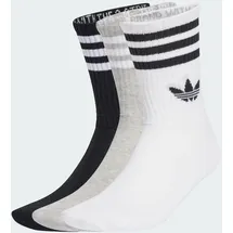 adidas 3er Pack 3-Streifen Crew Socken Grau/Schwarz/Weiß 37-39