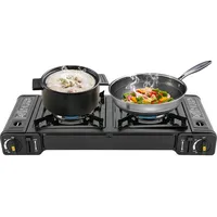 Donened - Gaskocher 2-Flammig, 64 x 27.8x 8cm Campingkocher mit Tragekoffer LPG Gas Kochfeld, für Innen- und Outdoor