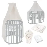Waldin Babybett OWAL Kinderbett 7in1 mit Matratze, mitwachsendes Kinder-Bett