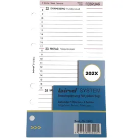 Bind Kalender 2025 A6 Kalendereinlage Terminkalender Tageskalender 1Woche / 2 Seiten, B260225,