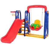 COSTWAY Rutsche Kinder Rutsche & Schaukel & Basketballkorb