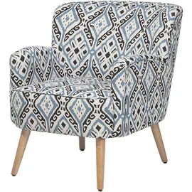 Beliani Sessel TUMBA Polyester 74 x 0 x 0 cm Bunt/Schwarz/Blau mit Fußstütze
