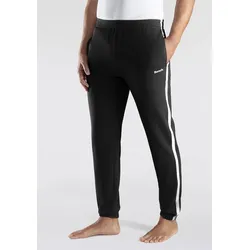 Relaxhose BENCH. LOUNGEWEAR "lange Relaxhose, Sweathose", Herren, Gr. M (48/50), N-Gr, schwarz, angeraute Sweatware, Obermaterial: 60% Baumwolle, 40% Polyester, unifarben mit Farbeinsatz, Basic, lang, Hosen, aus leichter Sweat-Qualität