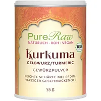 Kurkuma Pulver Bio (Roh Vegan Ayurvedisch) Kurkumapulver Kurkuma Gewürz Gemahlen Curcumin Kurkumin - Ayurveda Kräuter Gewürze - Organic Raw Curcuma Turmeric Powder | PureRaw 55g