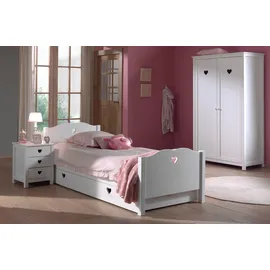Vipack Schubkasten Amori, auf Rollen zum Unterschieben unter das Bett (B/H/T ca. 199x22x94cm, Bedenplatten Dekor, einfach zu bedienen), bietet viel Stauraum im Zimmer, weiß lackiert weiß