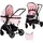 Chipolino Kinderwagen Aura 2 in 1 umbaubar Wickeltasche Sitz umkehrbar bis 22 kg pink - Rosa