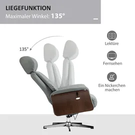 Homcom Relaxsessel mit Hocker, Fernsehsessel mit Liegefunktion, verstellbare Kopfstütze, Drehbar TV-Sessel bis 150 kg, für Wohnzimmer, Sessel, Relaxsessel