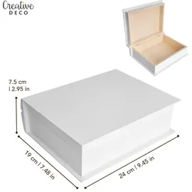 Creative Deco Buchbox 24 x 19 x 7,5 cm 1-tlg. Weiß