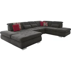 Wohnlandschaft DIE PLANBAR "MP-IN17004 U-Form", schwarz, B:382cm H:84cm T:124cm, 100% Polyester, Sofas, wahlweise mit Funktionen, Kaltschaum-Polsterung