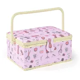 NOTIONSLAND Nähkörbe für Zuhause, Groß Nähbox zur Aufbewahrung und Organisation, Nähkorb mit Zubehör, Geschenk für Weihnachten, Erntedank, Muttertag (Rosa)