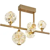 GLOBO Deckenleuchte Deckenlampe Wohnzimmerleuchte Glas Kristall LED gold L 61 cm