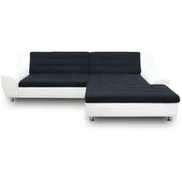 DOMO. collection Ecksofa Morton, Schlafsofa, Couch in L-Form, Longchair rechts mit Bettfunktion, 304 x 200 x 84 cm (BxTxH), Kunstleder, schwarz-weiß