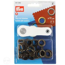 Prym Ösen Plus Unterlegscheiben, Metall, antik Messing, 11 mm, 15