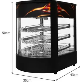MONSTER SHOP Speisenwärmer Heißtheke Warmhaltetheke Gewerblicher Glas warme Pizza Kuchen Vitrine schwarzer Stahl elektrisch 30 - 85°C Temperaturkontrollschal... - Schwarz