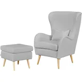 Home Affaire Sessel HOME AFFAIRE "Salla auch in Fellimitat und Feincord, viele Bezugsarten, Ohrensessel", grau (hellgrau), H:118cm T:94cm, Struktur (100% Polyester), Sessel, Sessel, wahlweise mit oder ohne Hocker; großer Sessel: Maße B/T/H: 78/94/118cm