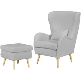 Home Affaire Sessel HOME AFFAIRE "Salla auch in Fellimitat und Feincord, viele Bezugsarten, Ohrensessel", grau (hellgrau), H:118cm T:94cm, Struktur (100% Polyester), Sessel, Sessel, wahlweise mit oder ohne Hocker; großer Sessel: Maße B/T/H: 78/94/118cm