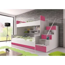JV Möbel Etagen Bett Kinderzimmer Betten Hochbett Doppelstockbett Hochglanz Möbel Rosa