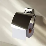 Am.pm - Toilettenpapierhalter mit Deckel Wandmontage ohne bohren klebend Klopapierhalter Edelstahl wc Papierhalter Badezimmer Edelstahl, Chrom