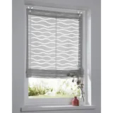 Kutti Raffrollo Enya grau mit Ösen Raffgardine Ausbrenner, Welle halbtransparent B 45 x H 140 cm