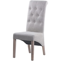 Adda Home Stuhl, Eiche Metall Leinen, blau/beige, Mediano