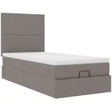 vidaXL Ottoman-Bett mit Matratze Taupe 100x200 cm Stoff