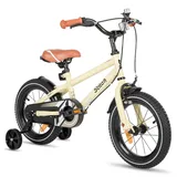 STITCH 16 Zoll Kinderfahrrad für 4 5 6 Jahre Mädchen & Jungen, Kinderfahrrad mit Stabilisatoren, 95% montiert,Leichtes Beige