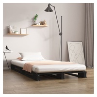 furnicato Bett Palettenbett Schwarz 90x190 cm Massivholz Kiefer schwarz