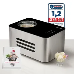 Sommertal Eiscreme Maschine ICE1500 3-in-1 Eismaschine, Milcheis & Sorbet, Eiscrememaschine aus Edelstahl mit Kühlhalte Funktion, Speiseeis zum selber machen, 1,5L, 150 W mit Kompressor