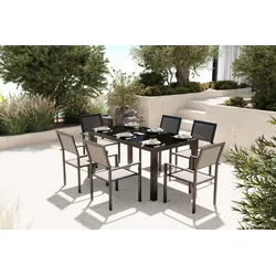 OUTFLEXX Garten-Essgruppe, schwarz, Aluminium, langlebiges Material, witterungsbeständig, rostfreies Material