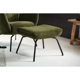 KAWOLA Ohrensessel LOTTE Velvet 79 x 117 x 80 cm Olivgrün mit Hocker