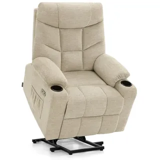 MCombo Fernsehsessel MCombo Stoff 85 x 104 x 94 cm Beige elektrisch mit Aufstehhilfe