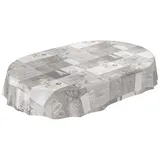ANRO Wachstuchtischdecke abwaschbar Oval 240 x 140 cm Grau