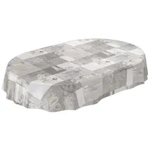 ANRO Wachstuchtischdecke abwaschbar Oval 240 x 140 cm Grau