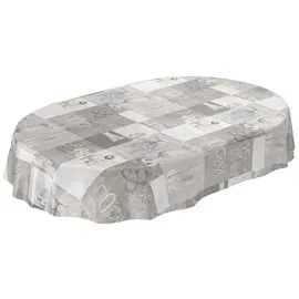 ANRO Wachstuchtischdecke abwaschbar Oval 240 x 140 cm Grau