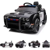 ES-Toys Dodge Challenger Polizei Elektroauto schwarz (12 V)