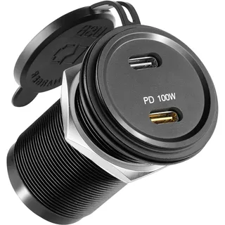 acegoo 12V USB C Steckdose 100W PD & 20W PD, Wohnmobil Auto USB Dose Buchse 12 Volt KFZ Wasserdicht Laptop Einbau Ladegerät für Camper Auto Motorrad Boot LKW Wohnwagen, 1 Stück