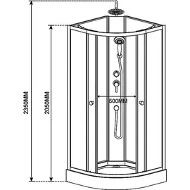 Aloni Komplette Duschkabine Komplettdusche Komplettkabine Eckdusche 90x90cm