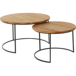 Couchtisch ANDAS "Caprinus", beige (natur, schwarz, natur), B:75cm H:41cm T:75cm, Tische, aus massiver Eiche