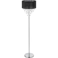 Relaxdays Stehlampe Kristall, Lampenschirm aus Organza, edle Wohnzimmerleuchte, E27,