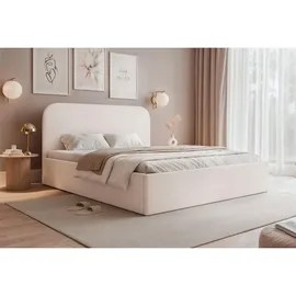 Selsey Polsterbett 140x200 mit Bettkasten, Chenille, cremefarben -