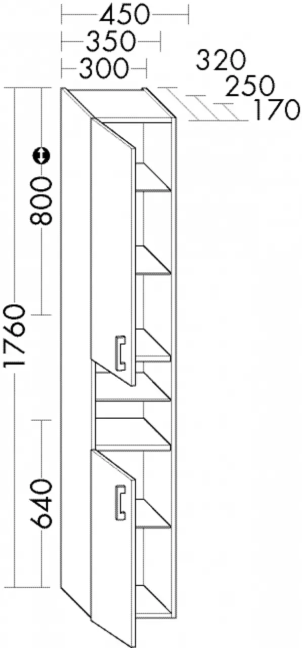 Burgbad Hochschr.Sys30 PG3 Diago 1760x450x320 Schwarz Solid Matt, HS4532LF6560 HS4532LF6560