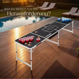Tectake Bierpongtisch mit Eisfach 100 St. Schwarz