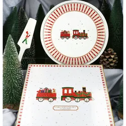 POLAR TRAIN Kuchenplatte mit Tortenheber aus Porzellan - R1112#EXPR