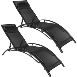 TECTAKE 2 Gartenliegen aus Aluminium, 5-stufig  2schwarz