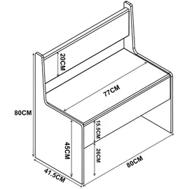 VCM Truhenbank Esal Weiß 80 x 80 x 42 cm