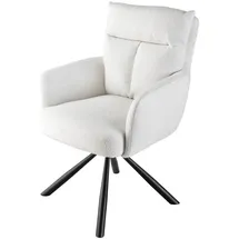 Riess-Ambiente Stuhl BIG GEORGE - drehbar Retro weiß Bouclé mit Armlehnen Bonellfederkern Esszimmer