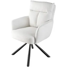 Riess-Ambiente Stuhl BIG GEORGE - drehbar Retro weiß Bouclé mit Armlehnen Bonellfederkern Esszimmer